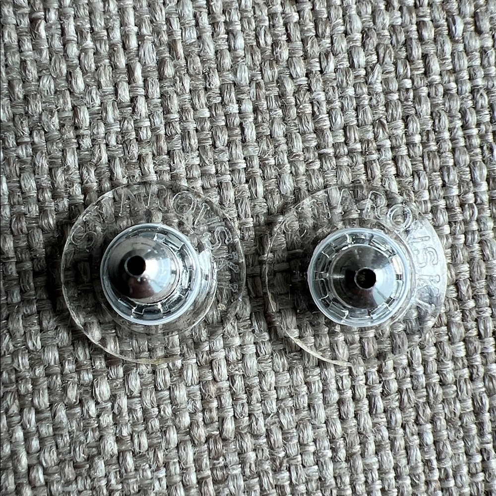 Swarovski | Vintage Crystal Emerald Cut Silver Tone Casing Pierced Earrings - Picture 4 of 9